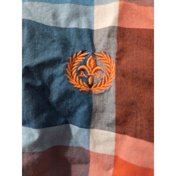 Au Noir Long Sleeves Shirt Size 7 Orange and Blue Squared Pre-Owned - Picture 2 of 8